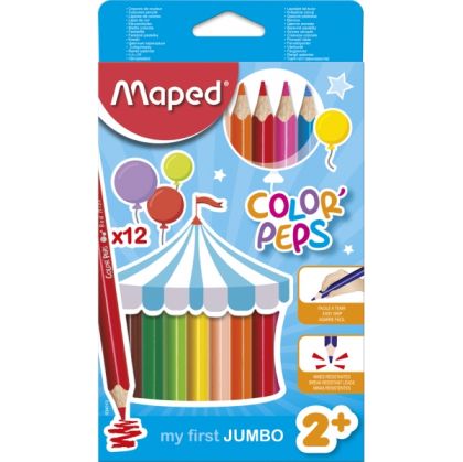 Цветни моливи  МАПЕД Джъмбо за бебе 12цв. !!!