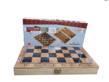 Шах  + Табла  дървен СРЕДЕН  в кутия