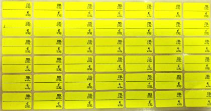 Етикети  17/30  ЛВ/ЕВРО  ЖЪЛТИ 10бр КОМПЛЕКТ