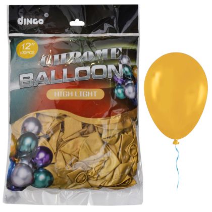 Балон  100бр  30см  TONGLE ХРОМ ЗЛАТО