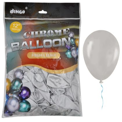 Балон  100бр  30см  TONGLE ХРОМ СРЕБРО