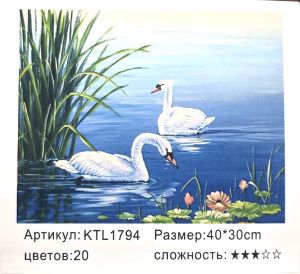 РИСУВАНЕ ПО НОМЕРА 30/40см. ЛЕБЕДИ KTL1794