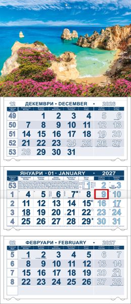 Календар ГОЛЯМ 3 тела с цветна глава ДЕЙС   !!!